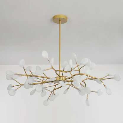 Acrylic Branch Chandelier with Adjustable LED Lights for Dining Room & Entryway - 30 to 63 Light Branches - Dimmable Gold or Black Metal Fin