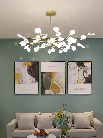 Acrylic Branch Chandelier with Adjustable LED Lights for Dining Room & Entryway - 30 to 63 Light Branches - Dimmable Gold or Black Metal Fin