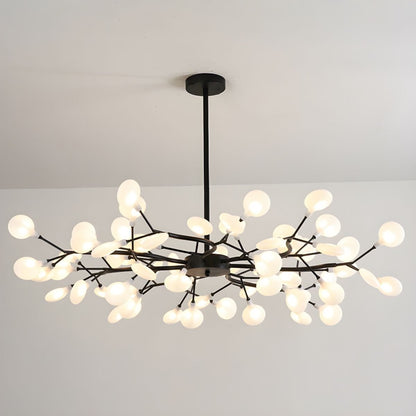 Acrylic Branch Chandelier with Adjustable LED Lights for Dining Room & Entryway - 30 to 63 Light Branches - Dimmable Gold or Black Metal Fin