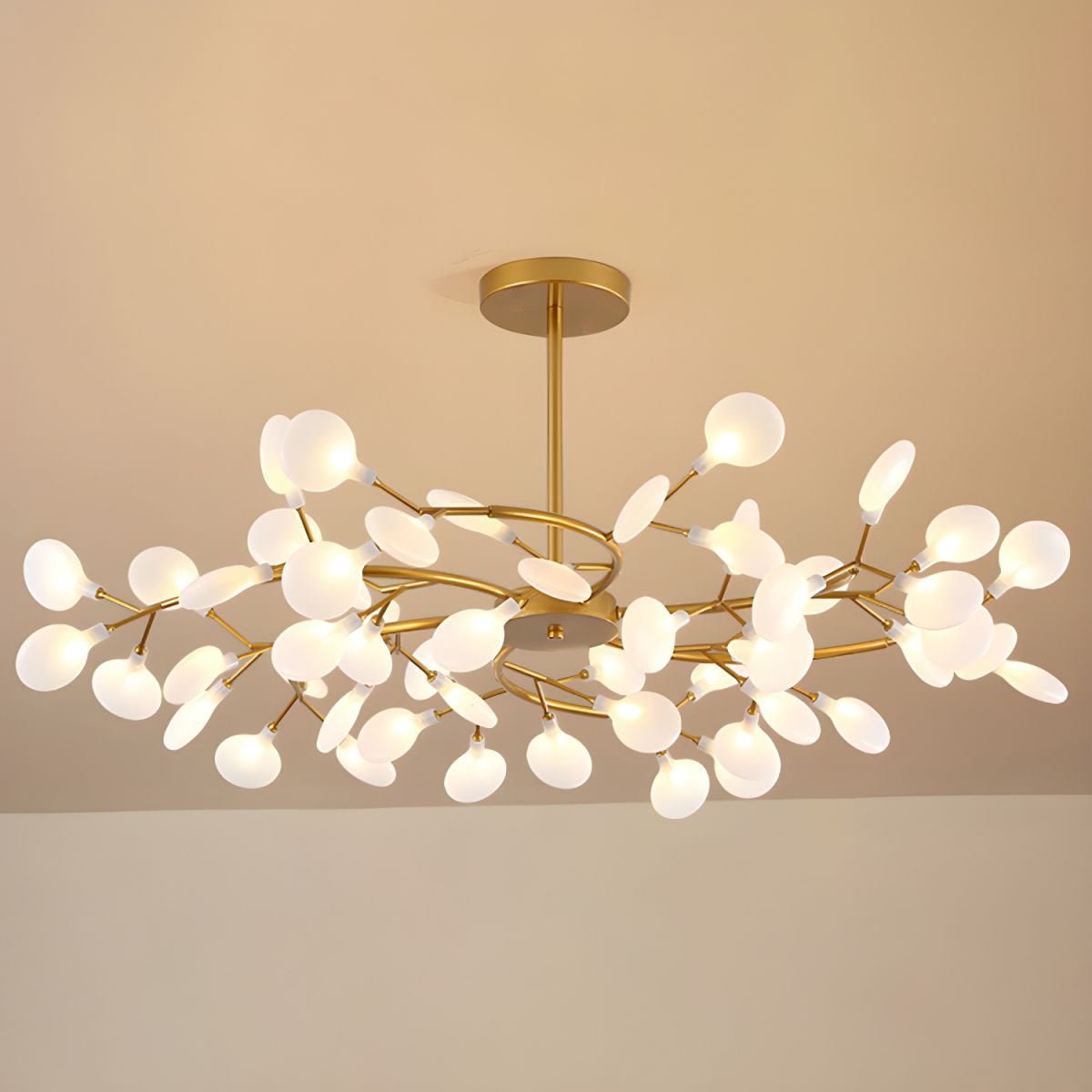 Acrylic Branch Chandelier with Adjustable LED Lights for Dining Room & Entryway - 30 to 63 Light Branches - Dimmable Gold or Black Metal Fin