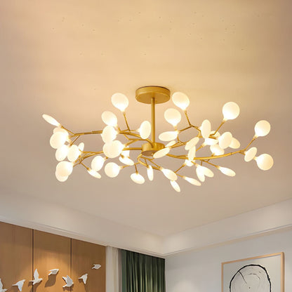Acrylic Branch Chandelier with Adjustable LED Lights for Dining Room & Entryway - 30 to 63 Light Branches - Dimmable Gold or Black Metal Fin