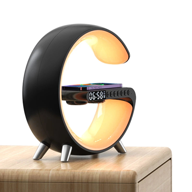 LED Smart Lamp with Wireless Charging, Bluetooth Speaker, and RGB Light Effects