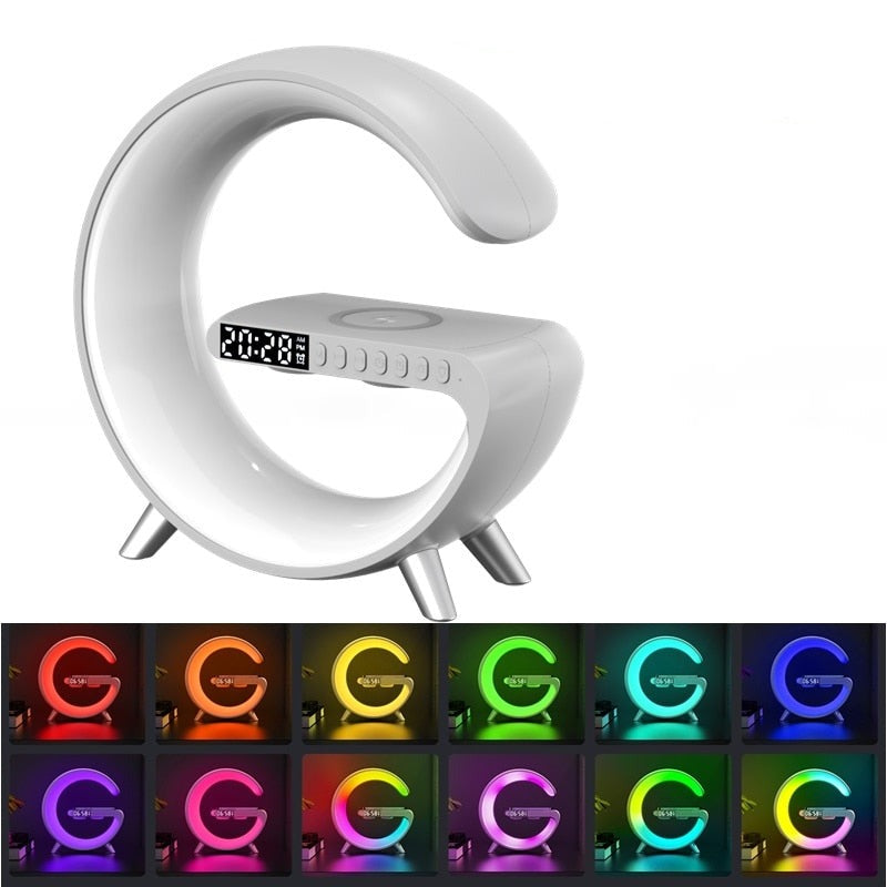 LED Smart Lamp with Wireless Charging, Bluetooth Speaker, and RGB Light Effects