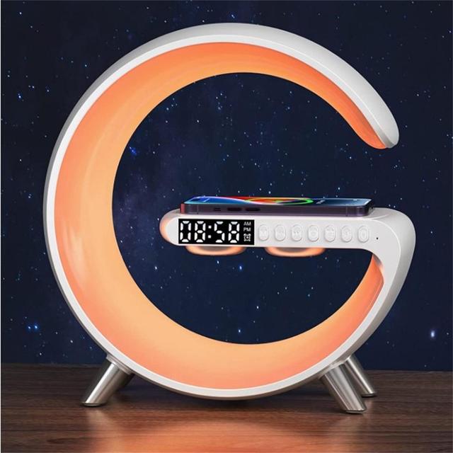LED Smart Lamp with Wireless Charging, Bluetooth Speaker, and RGB Light Effects