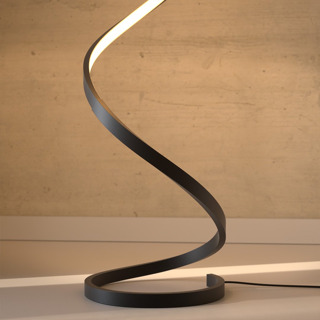 Sculptural Spiral LED Standing Lamp 52 inches Adjustable Brightness Aluminum Contemporary Living Room Bedroom Home Office Remote Dimmable