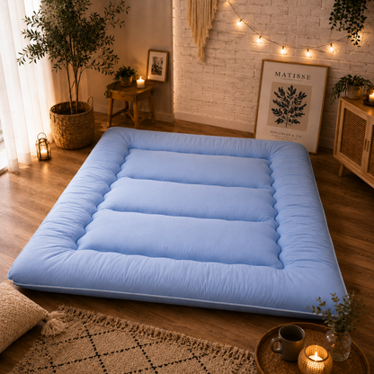 Foldable Floor Mattress 4-Inch Thick Quilted Sleeping Pad Roll-Up Guest Bed Tatami-Style Mat for Bedroom Dorm Meditation Adults Kids