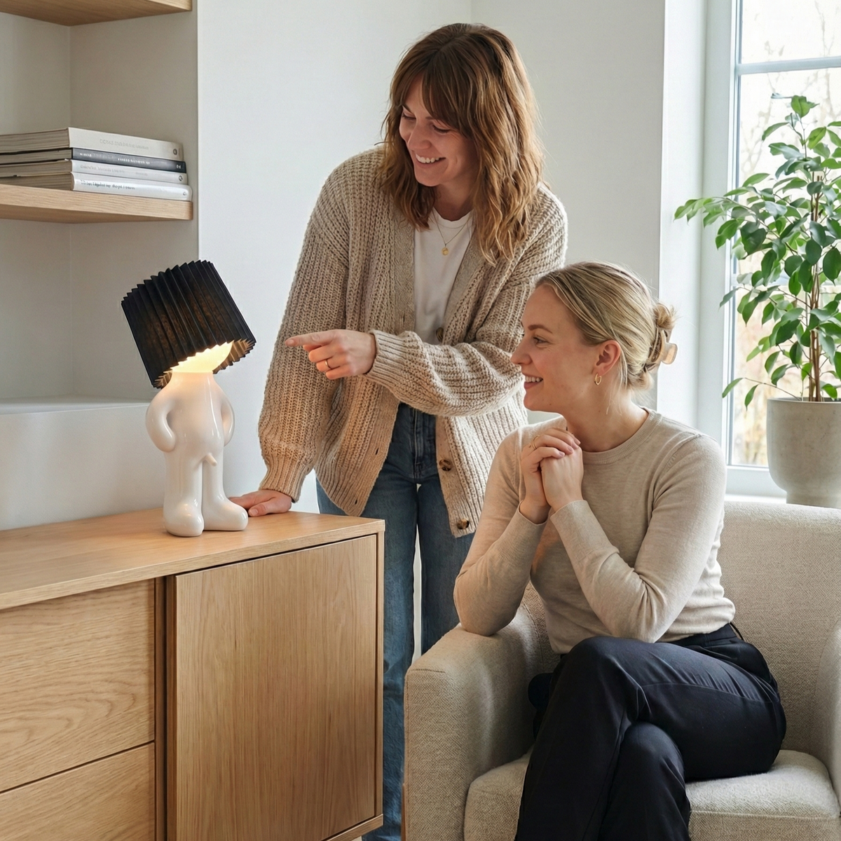 Cordless Dimmable Desk Lamp with Rechargeable Battery – Fun Novelty Design LED Light for Home Office Bedroom Living Room | USB-C Portable