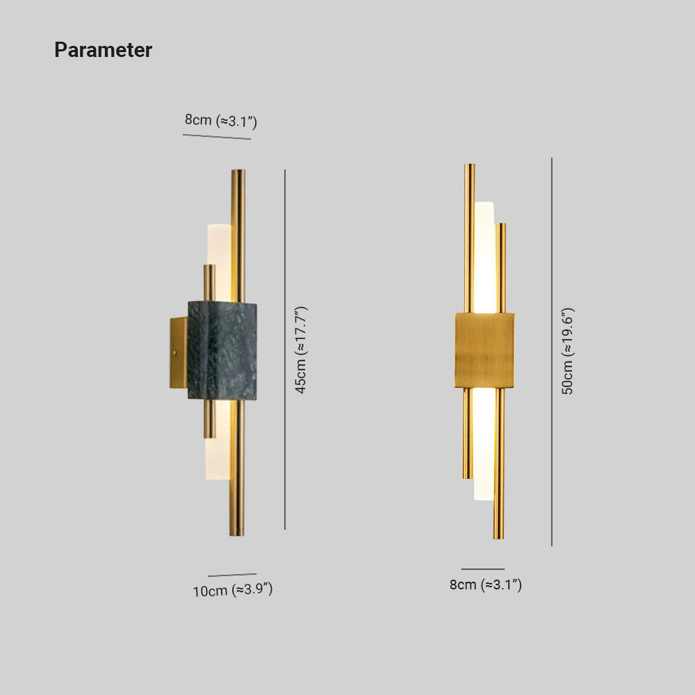 Modern Linear Wall Sconce with Marble Accents – Metal Construction, Warm LED Lighting for Bedroom & Living Room