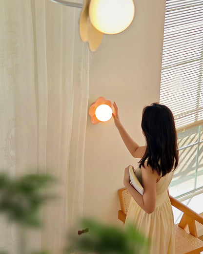 Resin Flower Sconce Light 8 in White Purple Yellow for Bedroom Living Room Hallway G9 Bulb Base Indoor Accent Fixture
