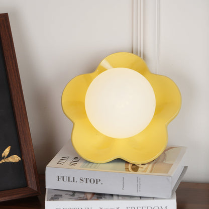 Flower-Shaped Resin Wall Sconce with Frosted Glass Shade – LED G9 Socket, Playful Modern Decor for Bedroom, Nursery & Living Room
