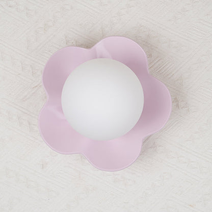 Flower-Shaped Resin Wall Sconce with Frosted Glass Shade – LED G9 Socket, Playful Modern Decor for Bedroom, Nursery & Living Room