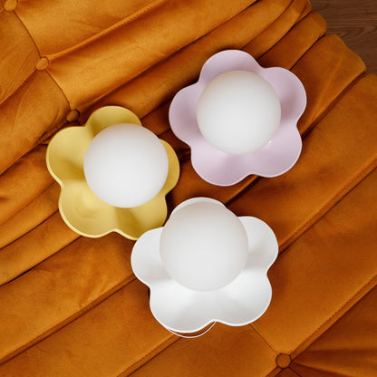 Flower-Shaped Resin Wall Sconce with Frosted Glass Shade – LED G9 Socket, Playful Modern Decor for Bedroom, Nursery & Living Room