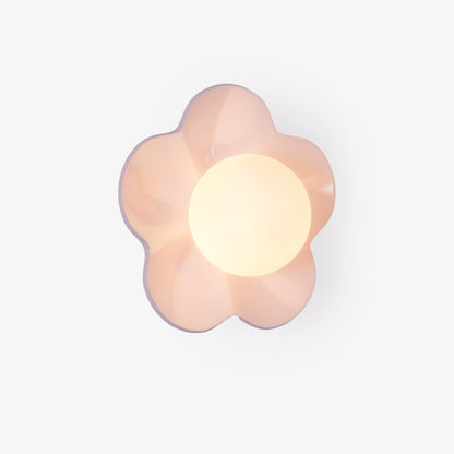 Flower-Shaped Resin Wall Sconce with Frosted Glass Shade – LED G9 Socket, Playful Modern Decor for Bedroom, Nursery & Living Room