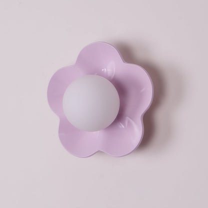 Flower-Shaped Resin Wall Sconce with Frosted Glass Shade – LED G9 Socket, Playful Modern Decor for Bedroom, Nursery & Living Room