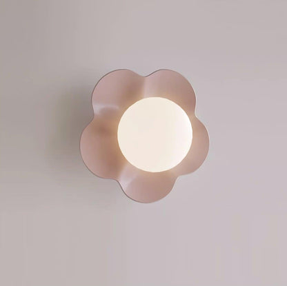 Flower-Shaped Resin Wall Sconce with Frosted Glass Shade – LED G9 Socket, Playful Modern Decor for Bedroom, Nursery & Living Room