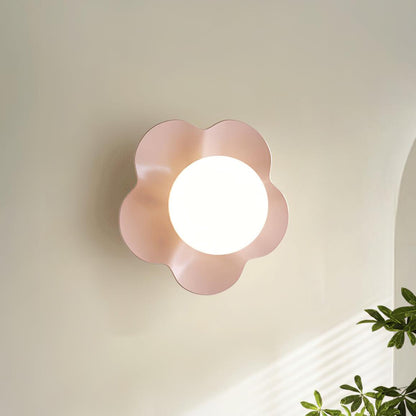 Flower-Shaped Resin Wall Sconce with Frosted Glass Shade – LED G9 Socket, Playful Modern Decor for Bedroom, Nursery & Living Room