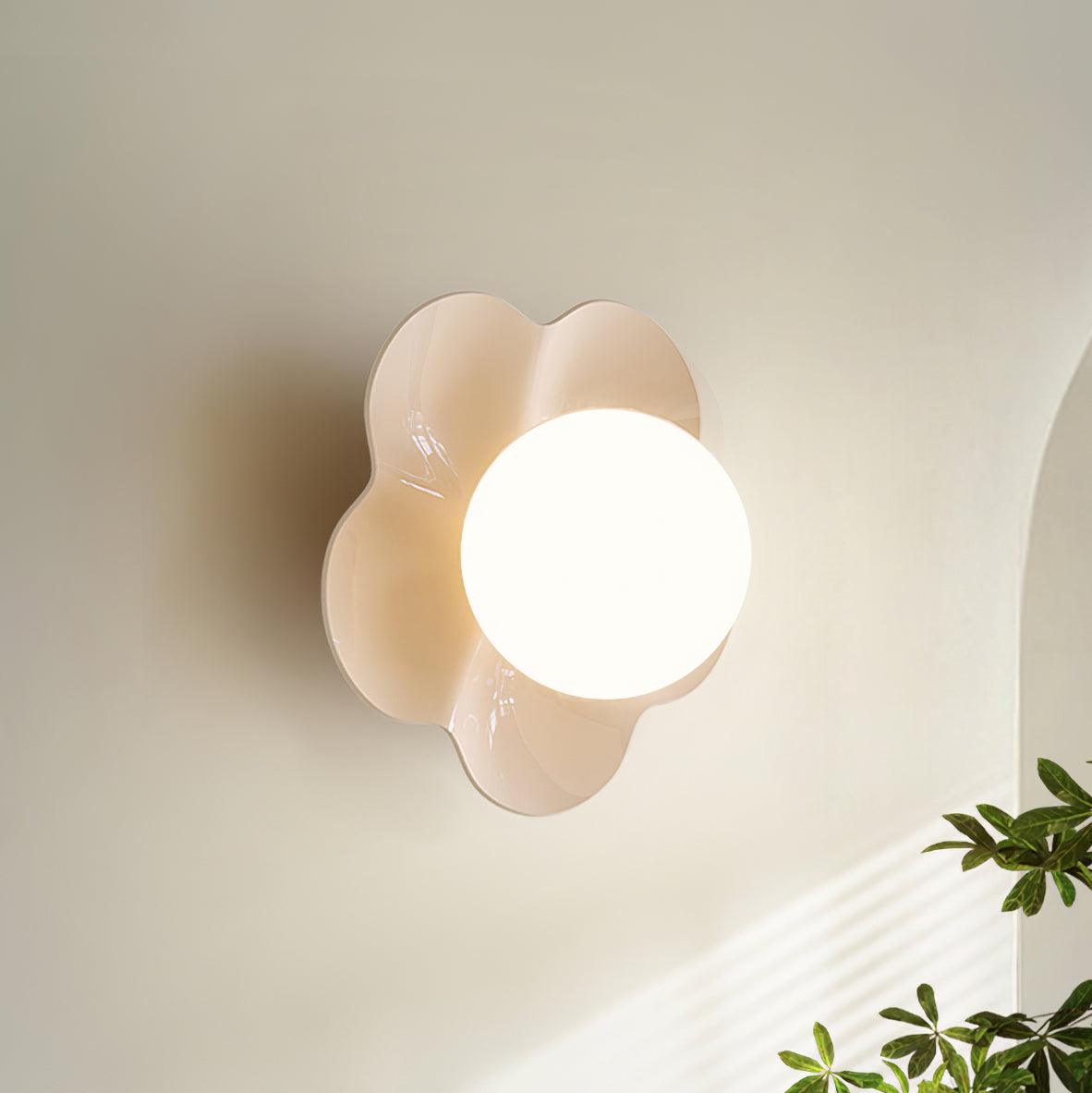 Flower-Shaped Resin Wall Sconce with Frosted Glass Shade – LED G9 Socket, Playful Modern Decor for Bedroom, Nursery & Living Room