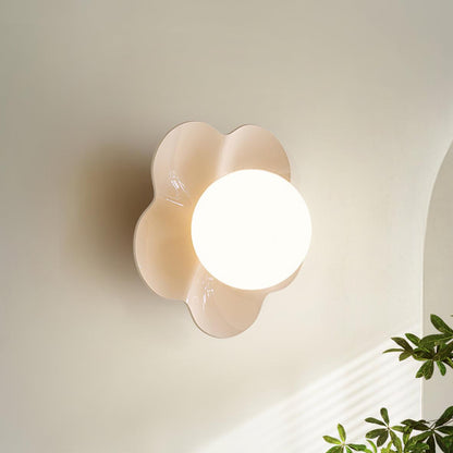 Flower-Shaped Resin Wall Sconce with Frosted Glass Shade – LED G9 Socket, Playful Modern Decor for Bedroom, Nursery & Living Room