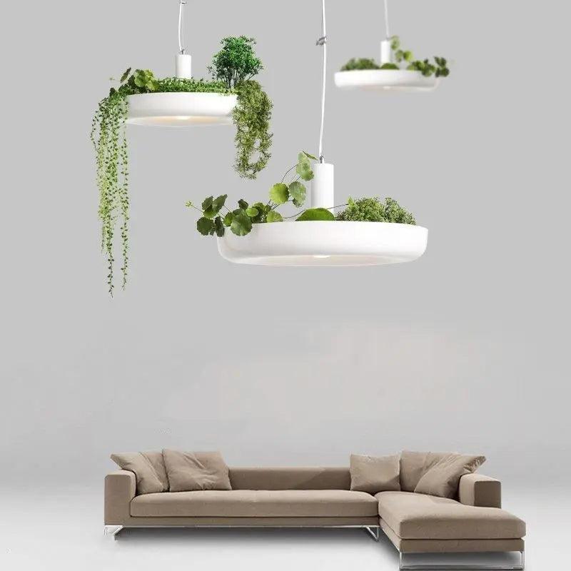 Hanging Planter Light with Built-In Pot for Indoor Plants, Succulents & Herbs, Modern Pendant Ceiling Fixture for Kitchen, Living Room & Din