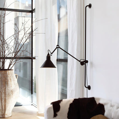 Articulating Swing Arm Sconce Matte Black 46.5 Inch Reach Bedside Reading Light for Bedroom Office Hallway Adjustable Wall-Mounted Task Lamp