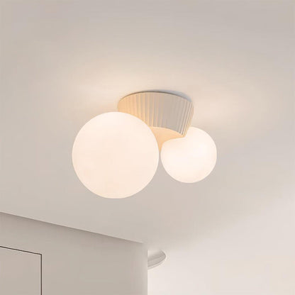 Modern Dual-Globe Flush Mount Light Fixture Green 8.5 Inch Resin for Bedrooms Entryways Small Rooms G9 Compatible Indoor Overhead Lighting