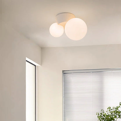 Modern Dual-Globe Flush Mount Light Fixture Green 8.5 Inch Resin for Bedrooms Entryways Small Rooms G9 Compatible Indoor Overhead Lighting