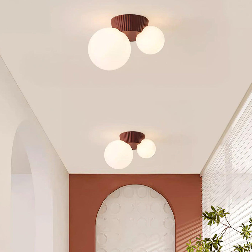 Dual-Globe Flush Mount Light 8.5 in Green Resin for Bedroom Hallway Ambient Lighting G9 Socket Compact Overhead Fixture