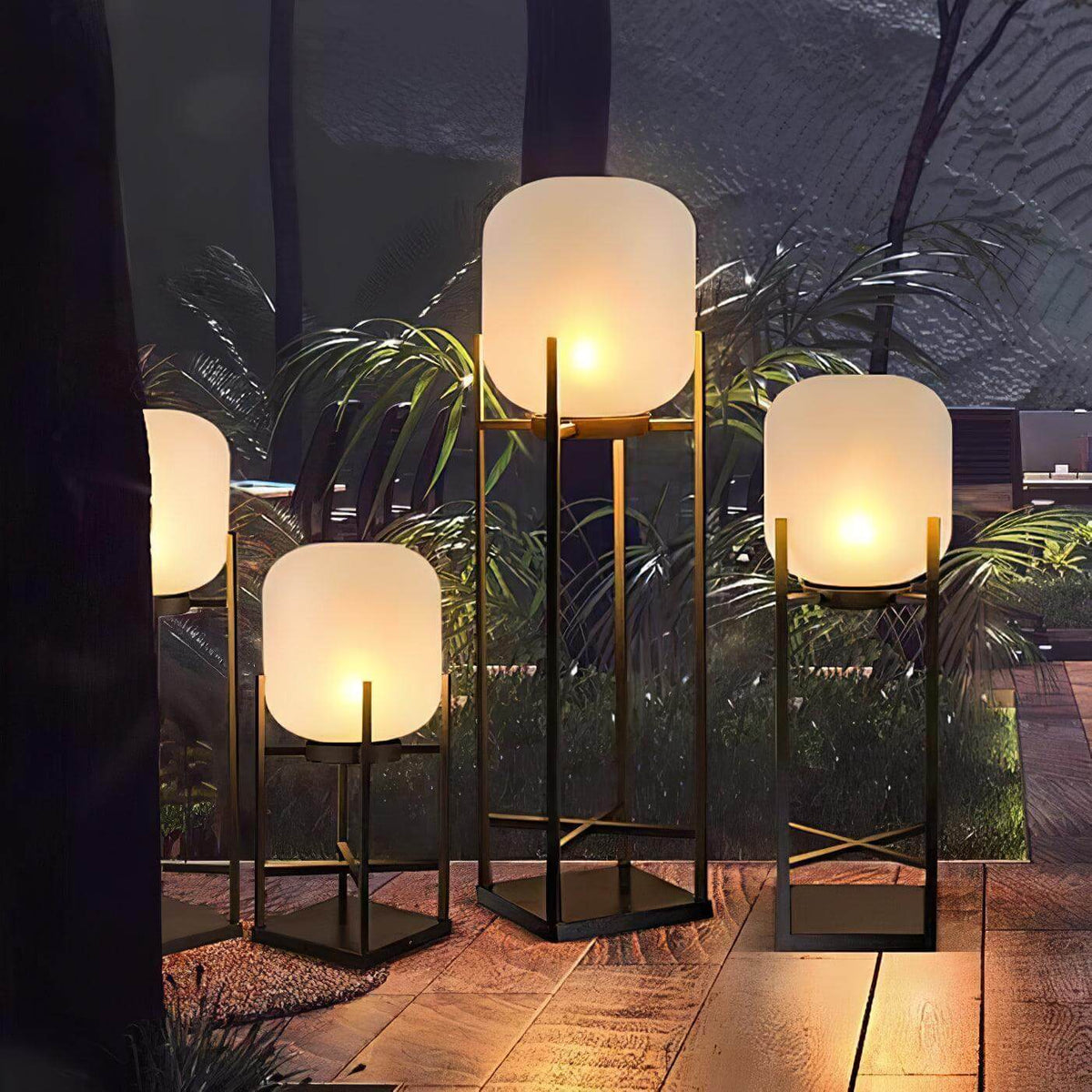 Solar LED Patio Lantern Post Light 19 in Adjustable Color Temperature Stainless Steel Weather Resistant Garden Pathway Illumination