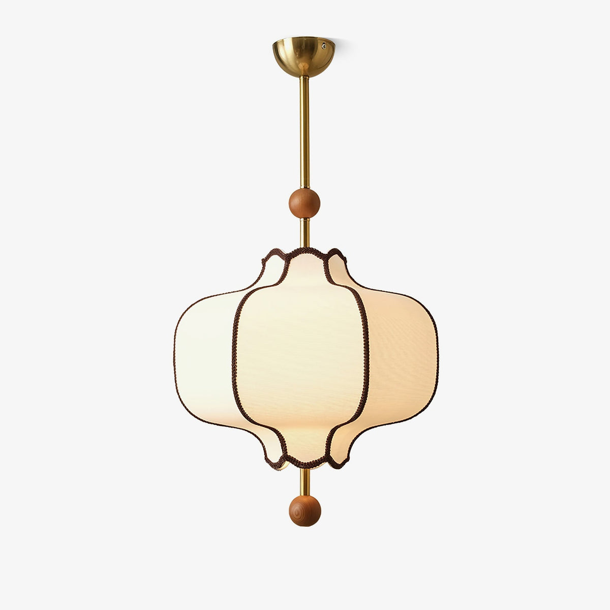 Multi-Bulb Hanging Ceiling Lantern in Wood & Fabric for Dining Room, Living Room & Entryway | Classic Drum Shade Chandelier with Adjustable