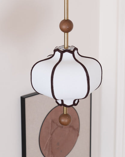 Multi-Bulb Hanging Ceiling Lantern in Wood & Fabric for Dining Room, Living Room & Entryway | Classic Drum Shade Chandelier with Adjustable