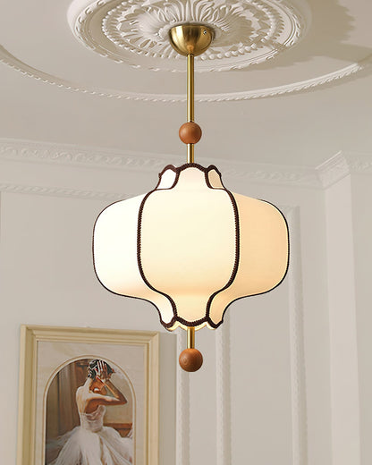 Multi-Bulb Hanging Ceiling Lantern in Wood & Fabric for Dining Room, Living Room & Entryway | Classic Drum Shade Chandelier with Adjustable