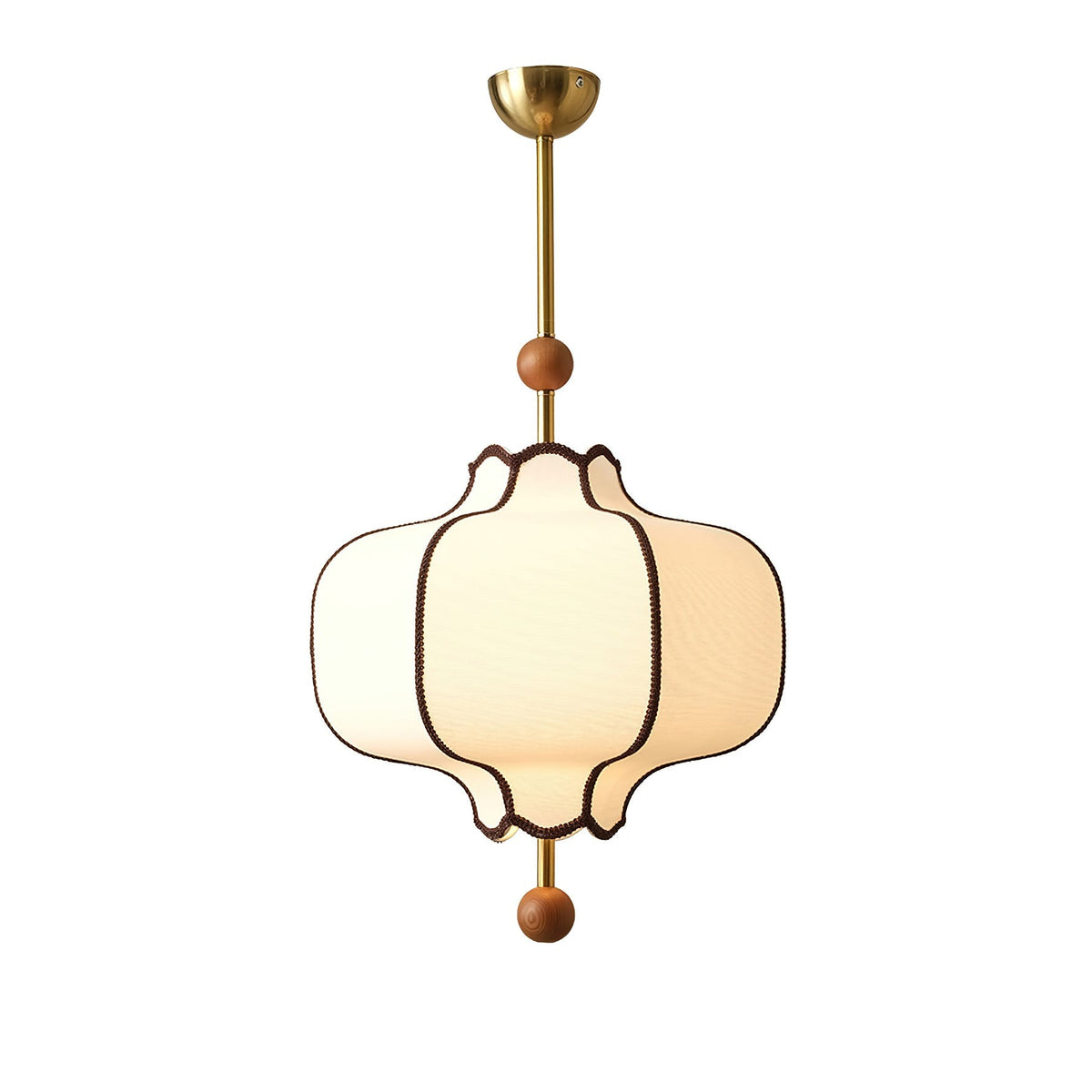 Multi-Bulb Hanging Ceiling Lantern in Wood & Fabric for Dining Room, Living Room & Entryway | Classic Drum Shade Chandelier with Adjustable