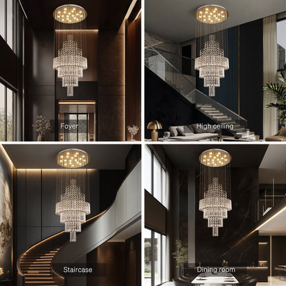 Spiral Crystal Chandelier with Adjustable Height for Grand Entryways and Foyers