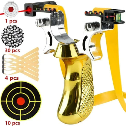 Handheld Catapult with LED Aim Guide, Bubble Level & Textured Handgrip for Backyard Target Shooting