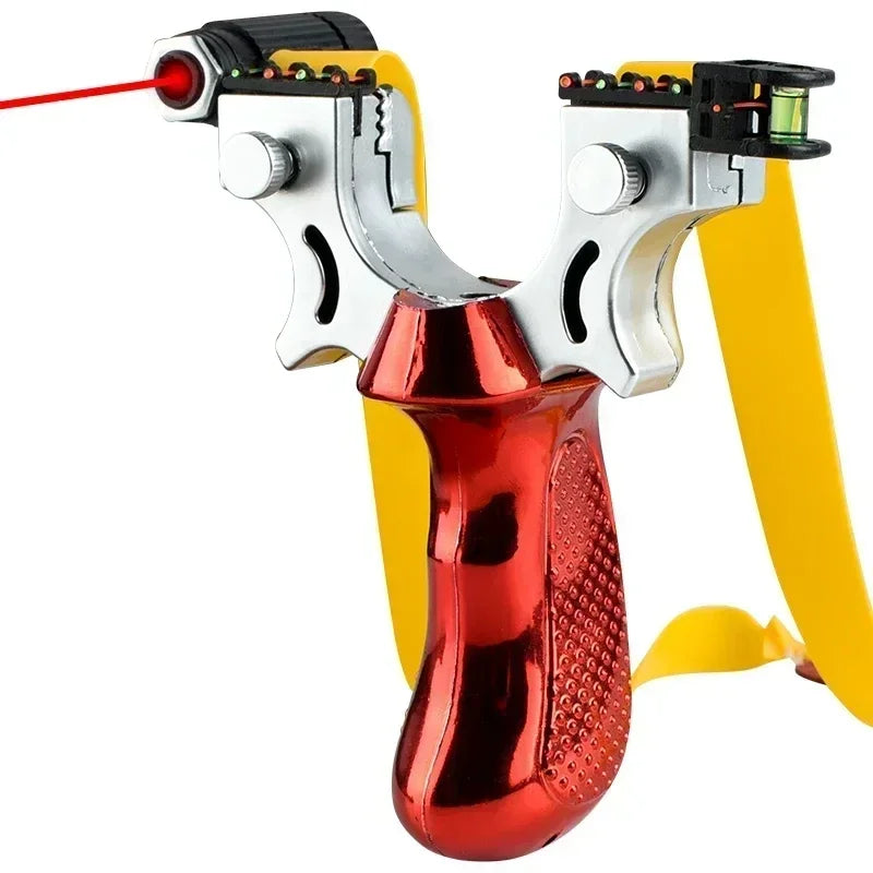 Handheld Catapult with LED Aim Guide, Bubble Level & Textured Handgrip for Backyard Target Shooting