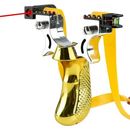 Handheld Catapult with LED Aim Guide, Bubble Level & Textured Handgrip for Backyard Target Shooting