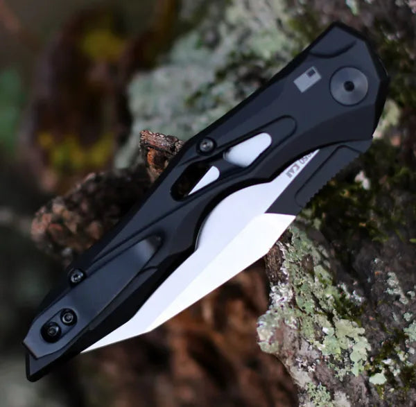 Launch 13 Automatic Knife | Wharncliffe Folding Pocket Knife with Push Button Opening | Compact EDC Knife for Outdoor Use