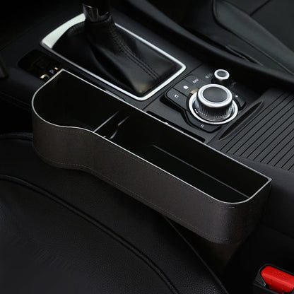 Car Console Organizer with Cup Holder, Car Seat Gap Filler with Coin Box and Storage, Leather Car Seat Organizer