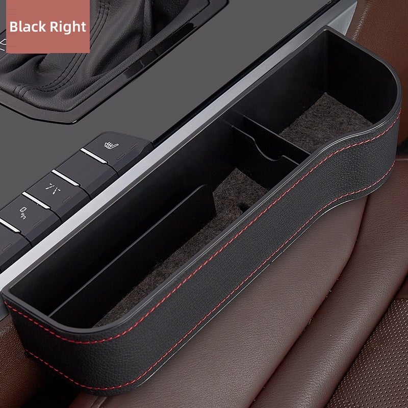 Car Console Organizer with Cup Holder, Car Seat Gap Filler with Coin Box and Storage, Leather Car Seat Organizer