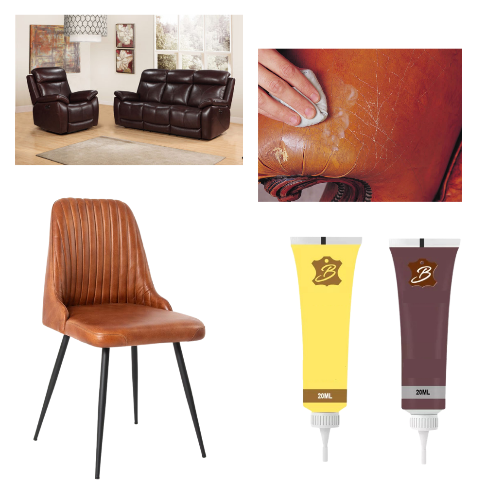Vinyl & Leather Repair Compound 0.7 fl oz Tube Restores Furniture Couch Sofa Car Seats Jackets Bags Fix Scratches Tears Rips Scuffs