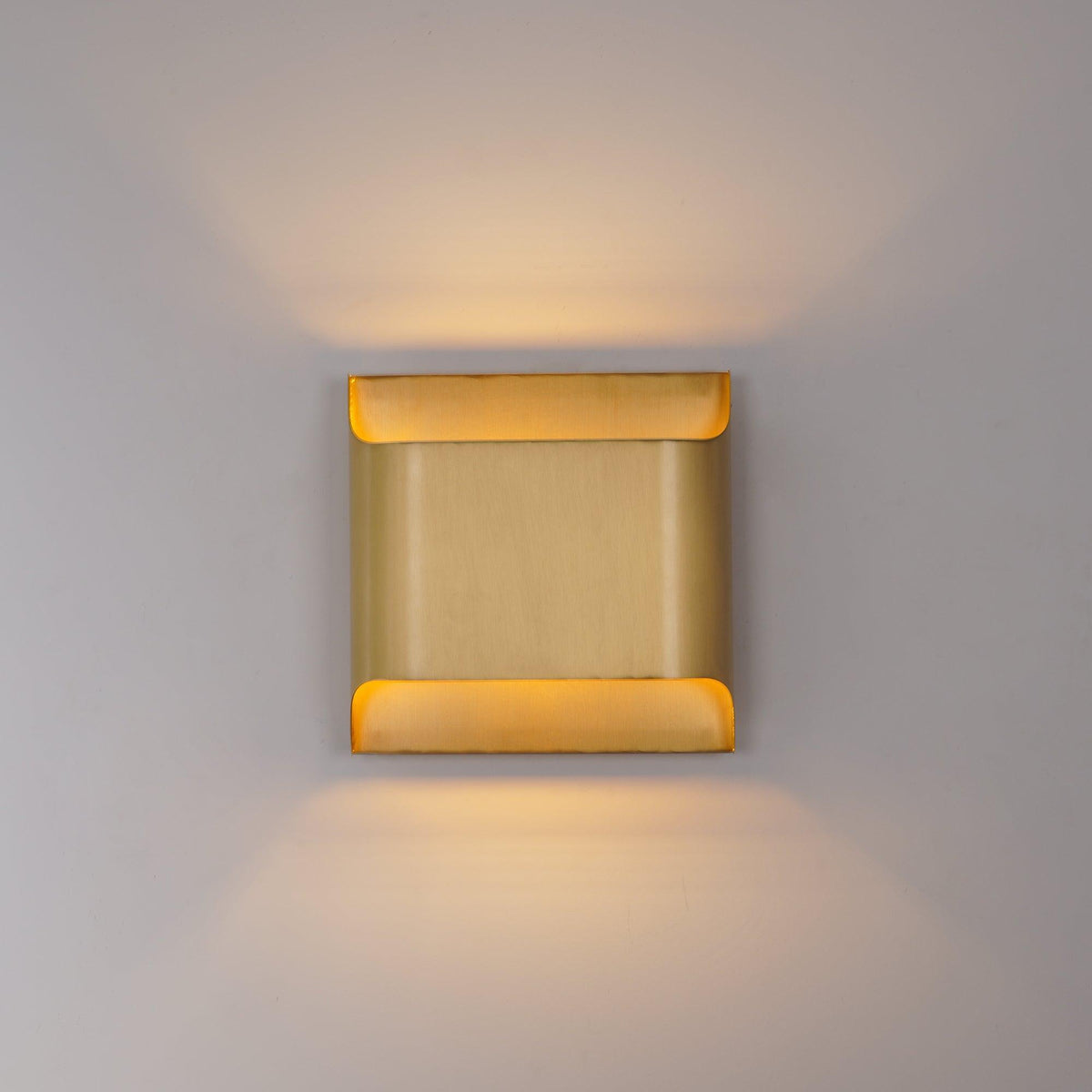 Mid-Century Brass Sconce G9 Socket Indoor Ambient Fixture 10 in Square for Bedroom Hallway Living Room Accent Lighting Warm Glow
