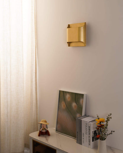 Mid-Century Brass Sconce G9 Socket Indoor Ambient Fixture 10 in Square for Bedroom Hallway Living Room Accent Lighting Warm Glow