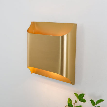 Brass Indoor LED Wall Light Fixture for Bedroom Living Room Hallway 10 Inch Square Contemporary Accent Lamp E14 G9 Socket Modern Home Lighti