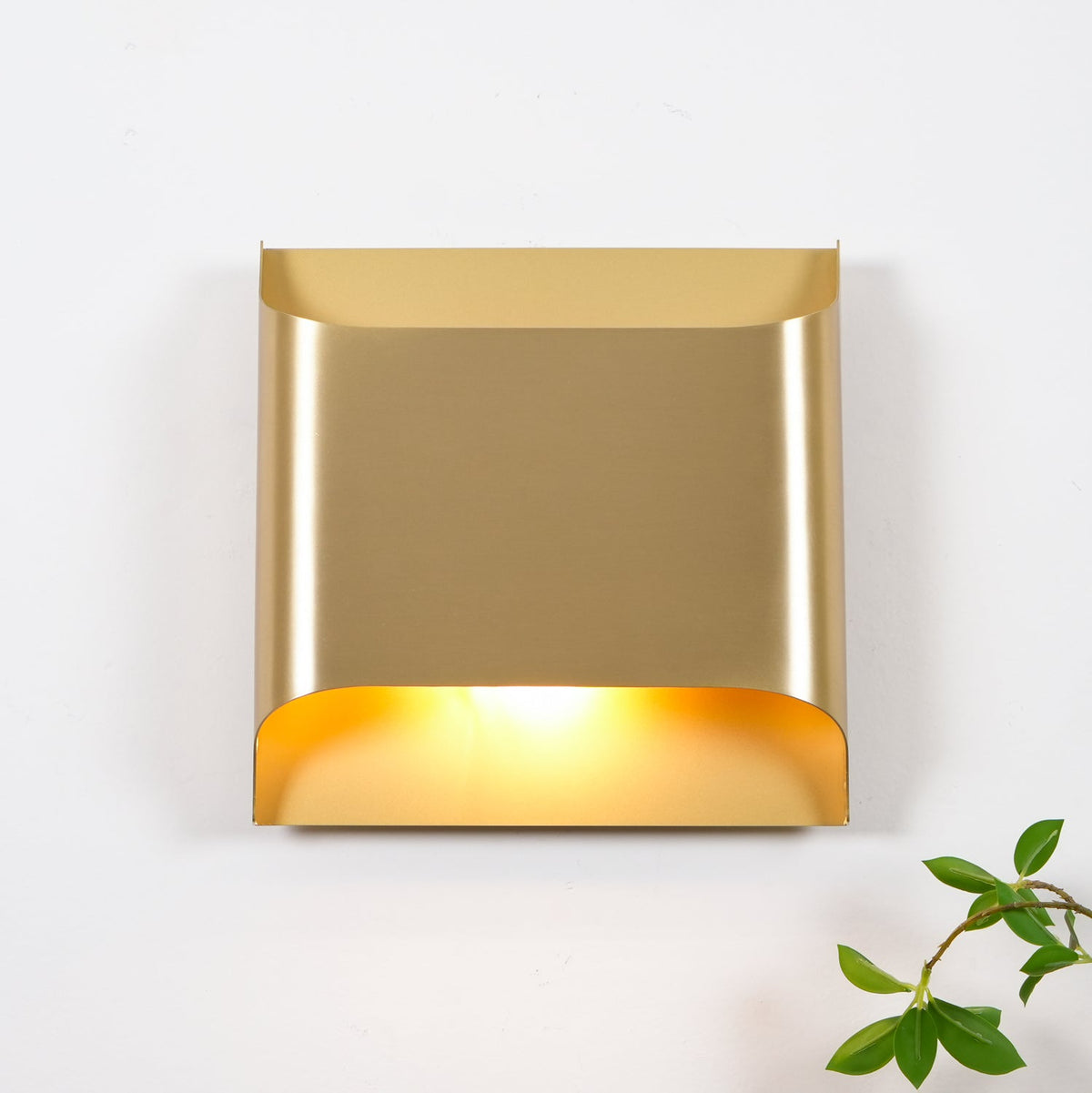 Brass Indoor LED Wall Light Fixture for Bedroom Living Room Hallway 10 Inch Square Contemporary Accent Lamp E14 G9 Socket Modern Home Lighti