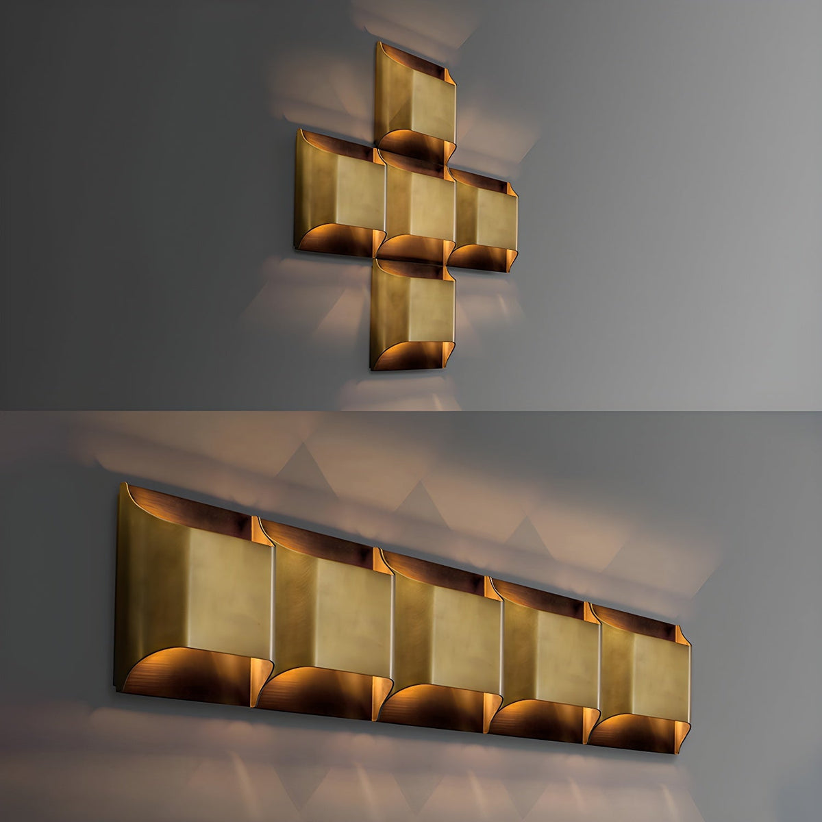 Brass Indoor LED Wall Light Fixture for Bedroom Living Room Hallway 10 Inch Square Contemporary Accent Lamp E14 G9 Socket Modern Home Lighti
