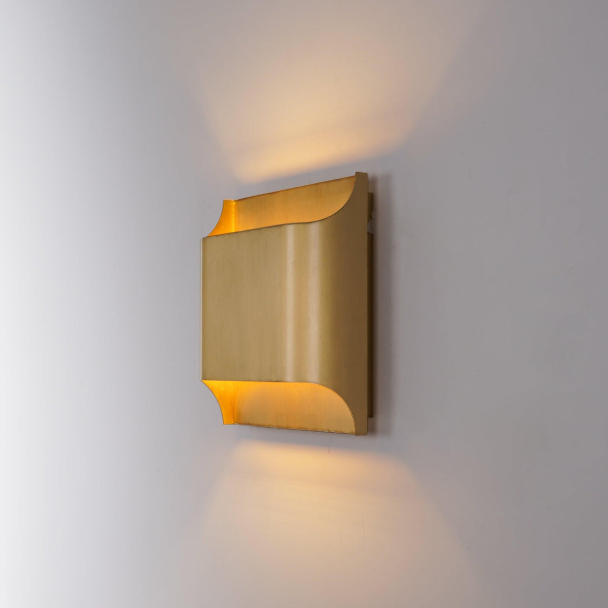 Brass Indoor LED Wall Light Fixture for Bedroom Living Room Hallway 10 Inch Square Contemporary Accent Lamp E14 G9 Socket Modern Home Lighti
