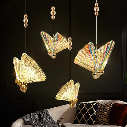 LED Ceiling Fixture Glass Wing Shade Adjustable Cord Bedroom Accent Lamp Multi-Color Lighting for Dining Rooms Kids Rooms Reading Nooks