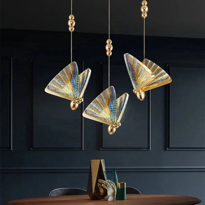 LED Ceiling Fixture Glass Wing Shade Adjustable Cord Bedroom Accent Lamp Multi-Color Lighting for Dining Rooms Kids Rooms Reading Nooks