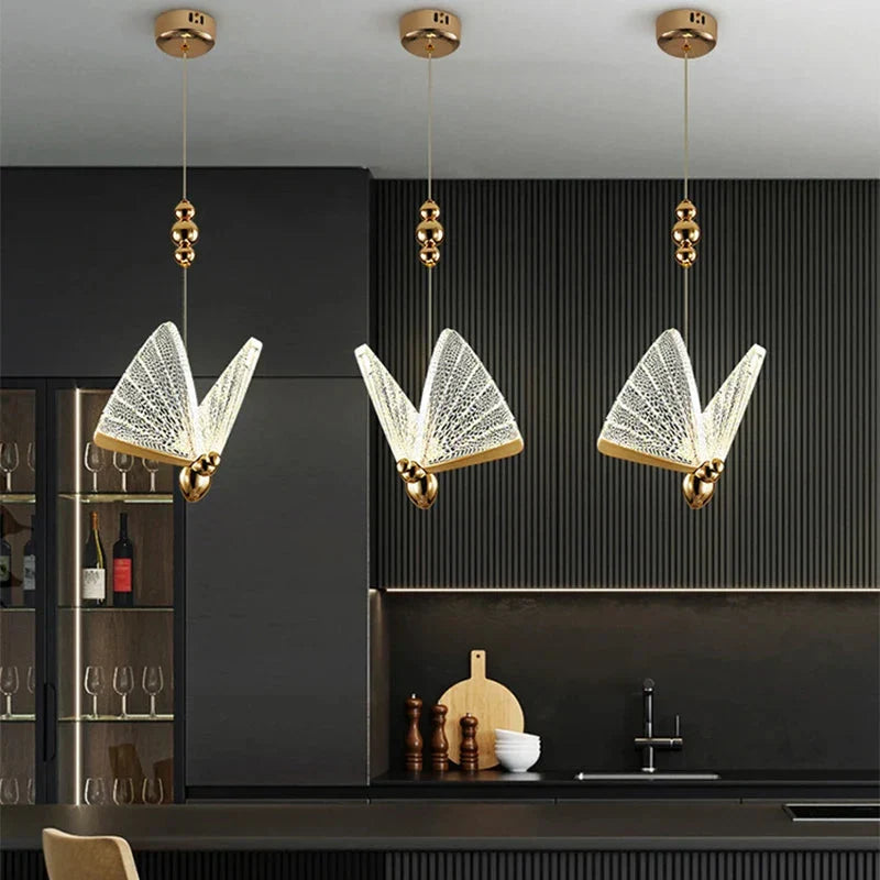LED Ceiling Fixture Glass Wing Shade Adjustable Cord Bedroom Accent Lamp Multi-Color Lighting for Dining Rooms Kids Rooms Reading Nooks