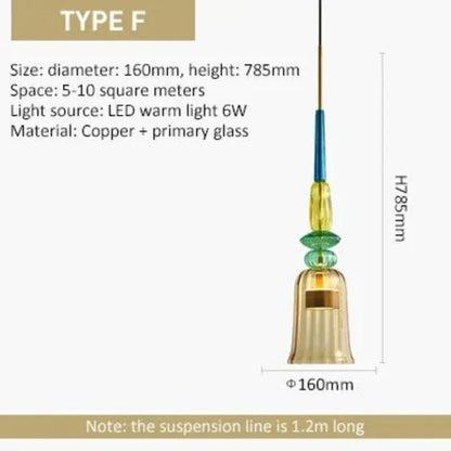 Colorful Glass Pendant Light – Modern Single-Bulb Ceiling Fixture for Dining Room, Kitchen & Bedroom